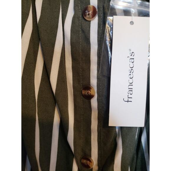 Francesca's Miami Womens Striped Off the Shoulder Crop Top Green Size Large NEW - Picture 11 of 12